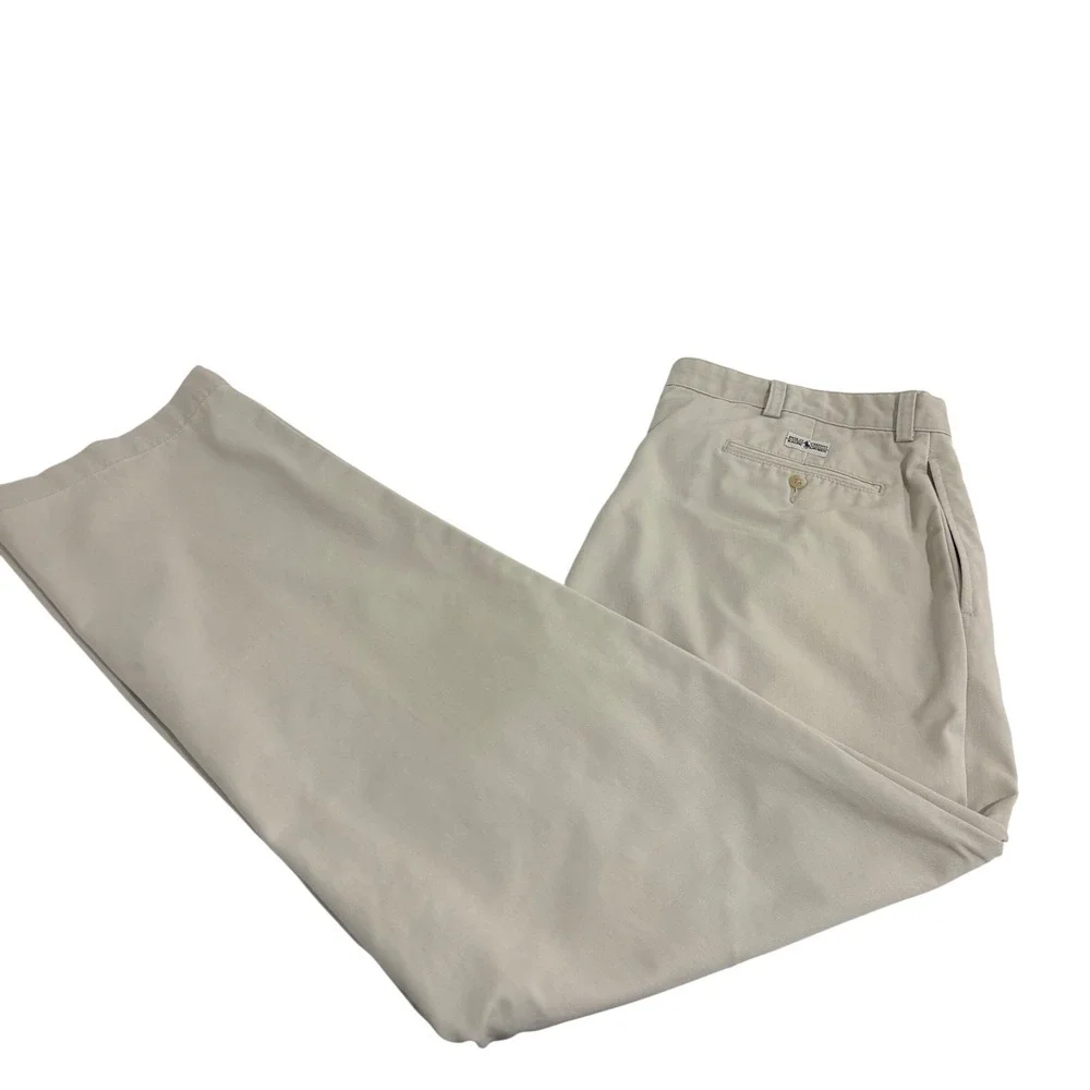 Polo Ralph Lauren Double Pleated Andrew Pant Mens 38x31 Khaki Tan Chino Relaxed